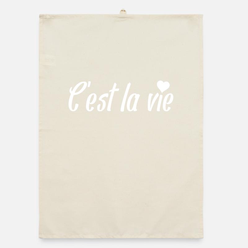 C’est la Vie Script mit Herz Organic Geschirrtuch