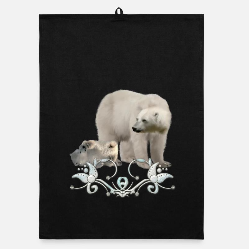 Stunning polar bear with puppy Organic dish towel