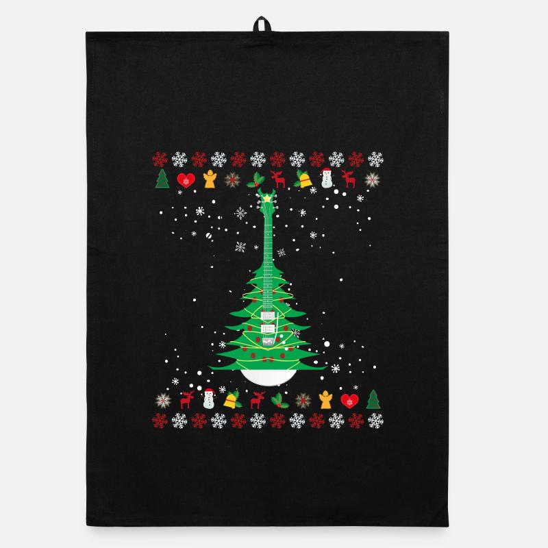 Gitarre Weihnachtsbaum Organic Geschirrtuch