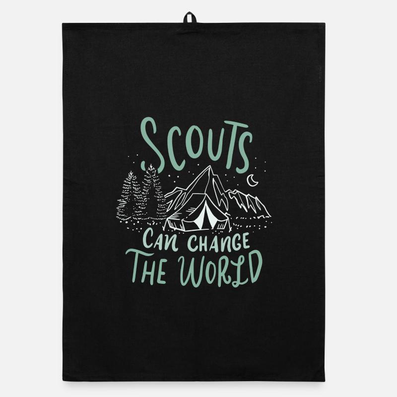 Cadeau de tentes de camping Scout - Torchon bio - noir
