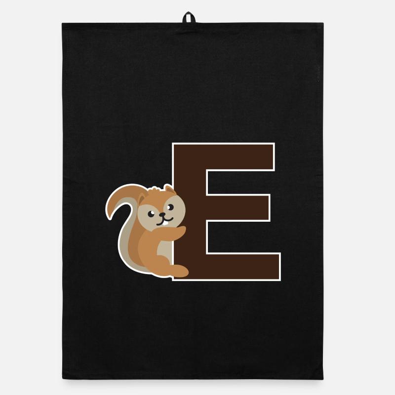 Ein E wie das Eichhörnchen das an dem E hängt Organic Geschirrtuch