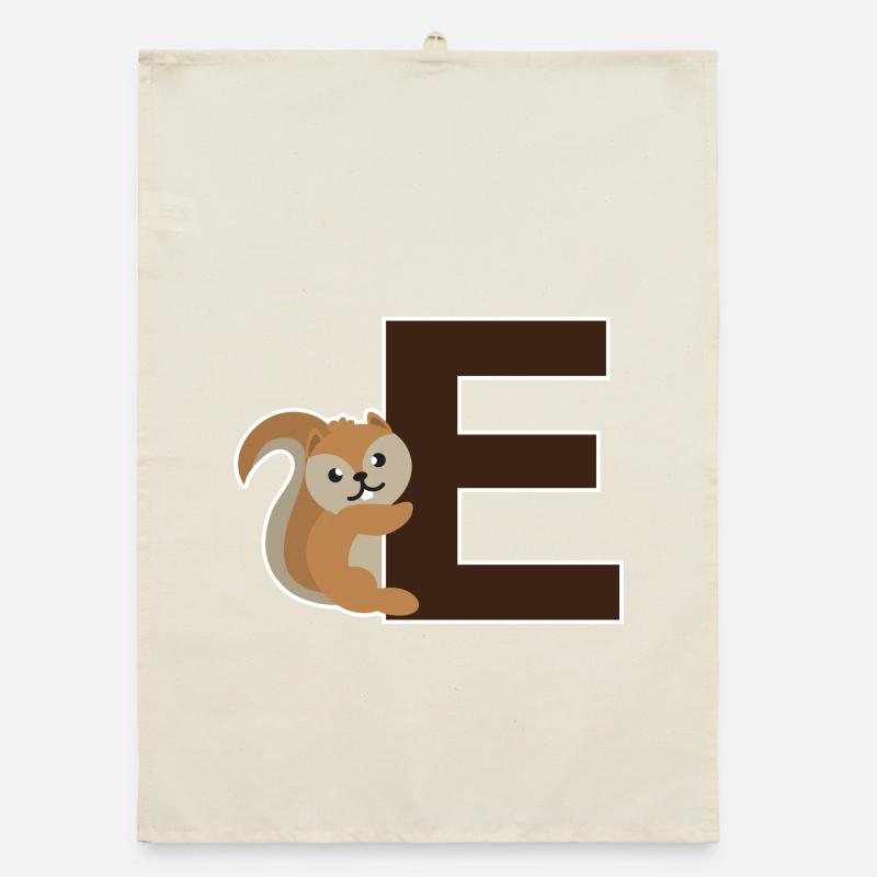 Ein E wie das Eichhörnchen das an dem E hängt Organic Geschirrtuch