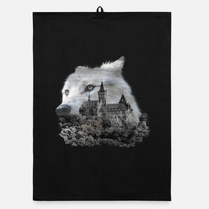 Wolf, wolf's head and the Harz Organic dish towel