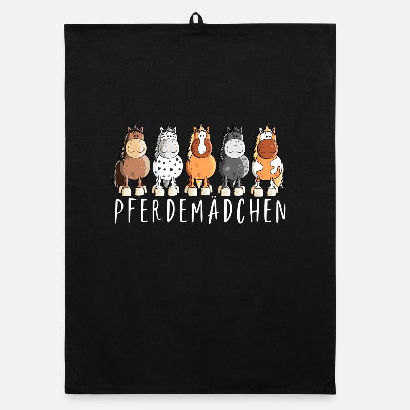 Pferdemädchen I Pferde Comic - Organic Geschirrtuch - Schwarz