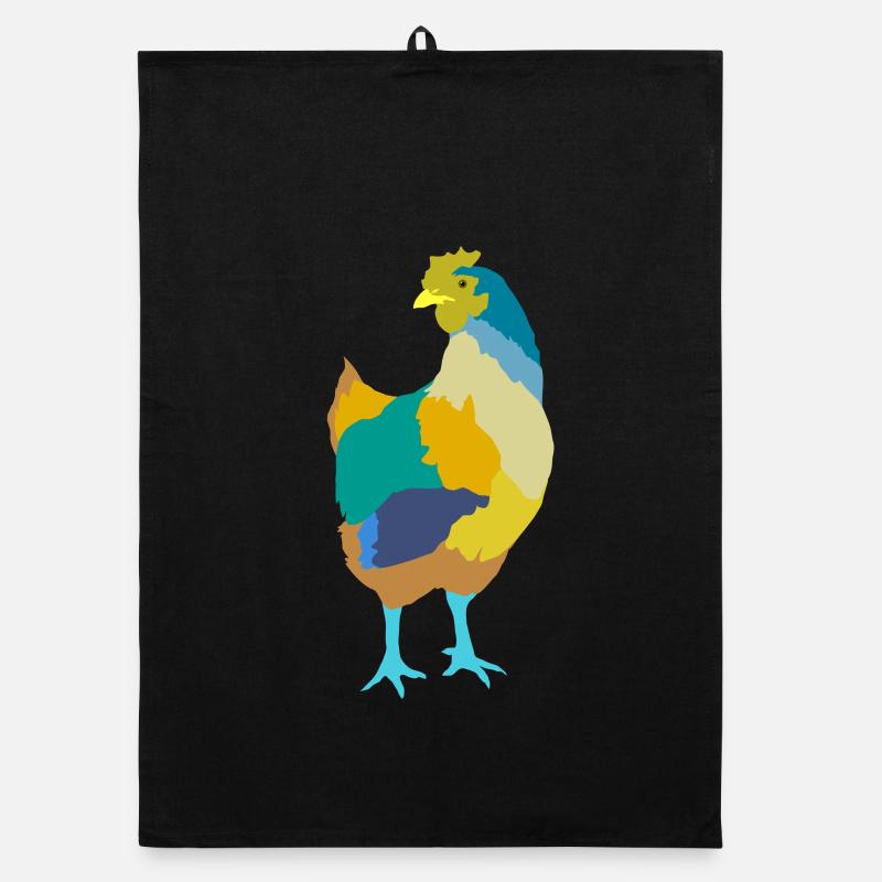 Huhn - Organic Geschirrtuch - Schwarz