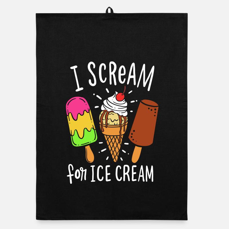 Eis Eisdiele - Organic Geschirrtuch - Schwarz