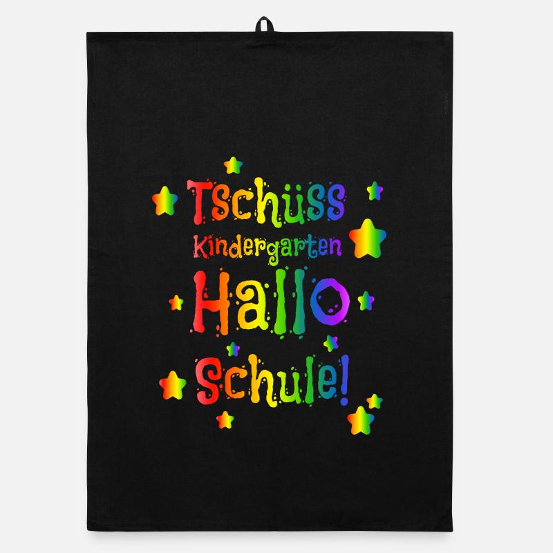 Tschüss Kindergarten Hallo Schule - Einschulung - Organic Geschirrtuch - Schwarz