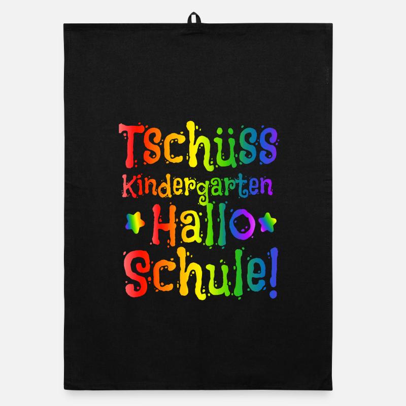 Einschulung - Tschüss Kindergarten Hallo Schule Organic Geschirrtuch