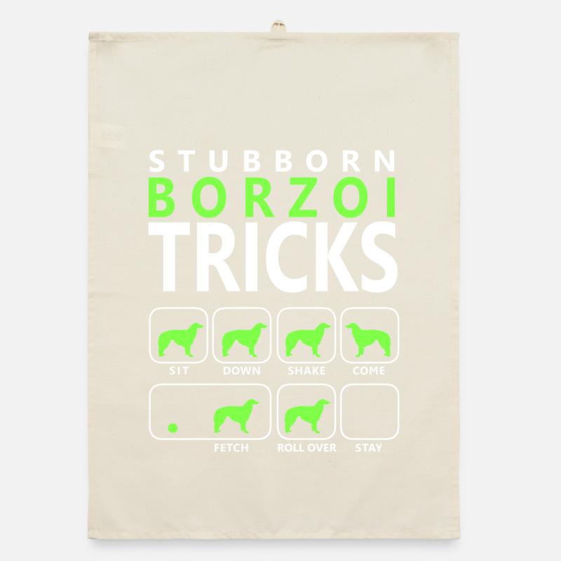 Stubborn Borzoi Tricks Organic dish towel