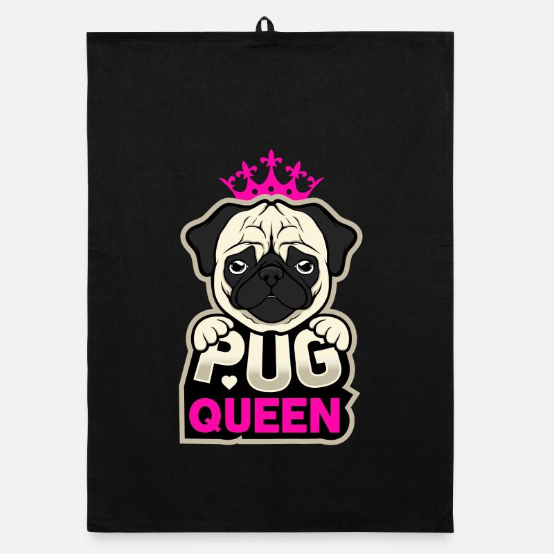 Mops Pug Queen Organic Geschirrtuch