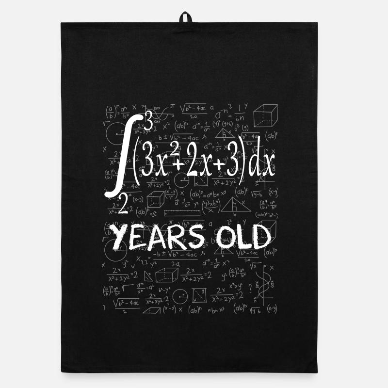 Funny Math Geek Integral Calculus 27th Birthday 27 - Organic dish towel - black