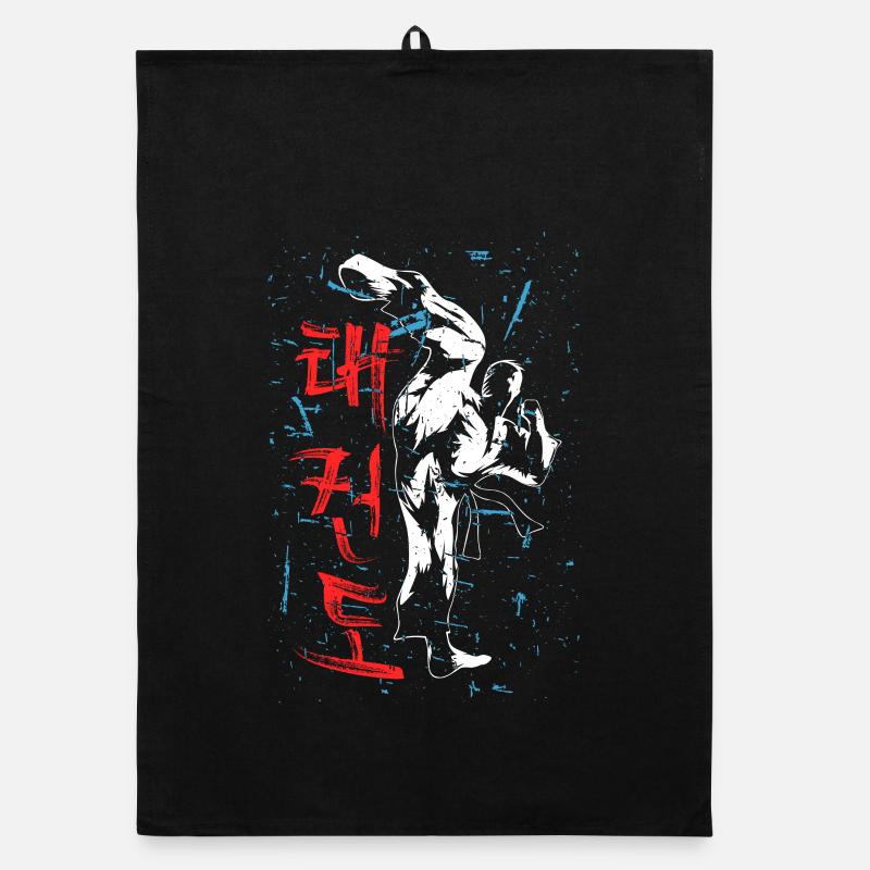 Taekwondo High Kick Korean karate gift Organic dish towel