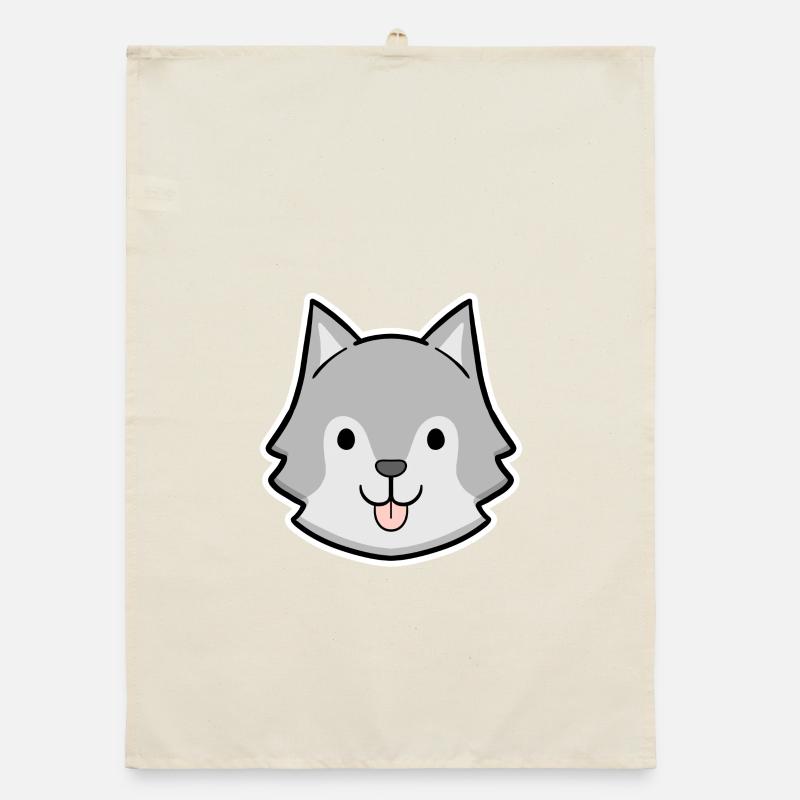 Happy Husky Head Sticker Organic dish towel