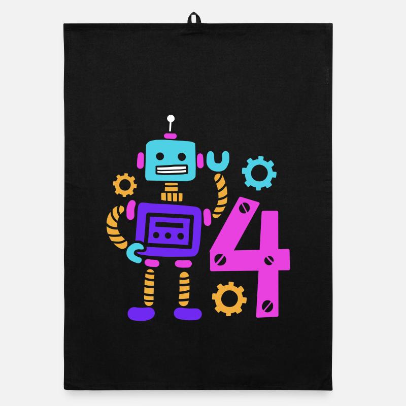 Robot 4e anniversaire 4 ans Torchon bio