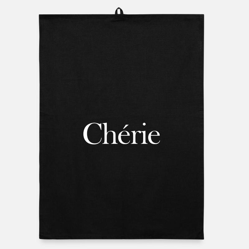 Chérie Schrift auf Schwarz Organic Geschirrtuch