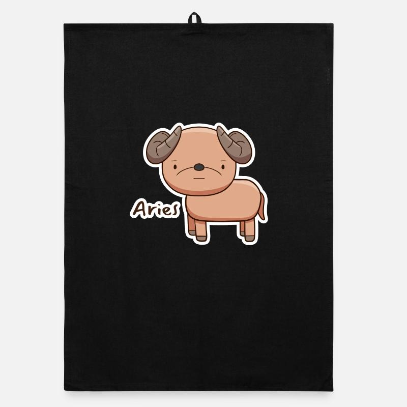 Widder Aries Cartoon Niedliche Sternzeichen Organic Geschirrtuch