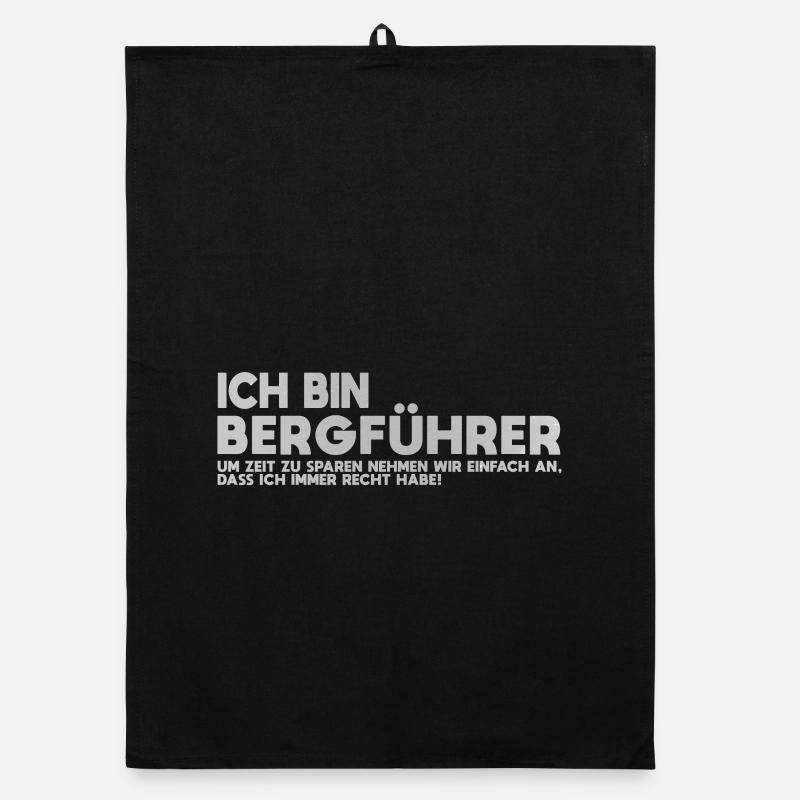 Ich bin Bergführer Zitat - Organic Geschirrtuch - Schwarz