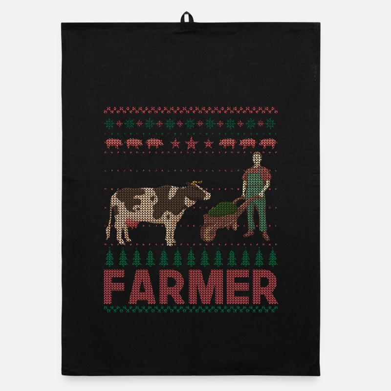 Noël fermier fermier vache Torchon bio