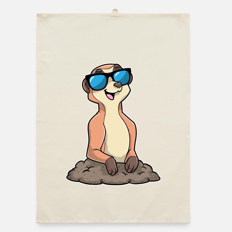 Erdmännchen mit Brille Organic Geschirrtuch