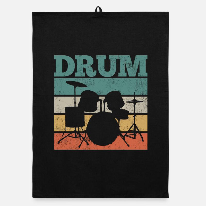 Drums Drums Drummers Drums - Organic dish towel - black