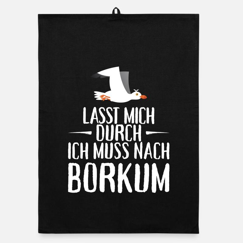 Lasst mich durch ich muss nach Borkum Möwe Organic Geschirrtuch