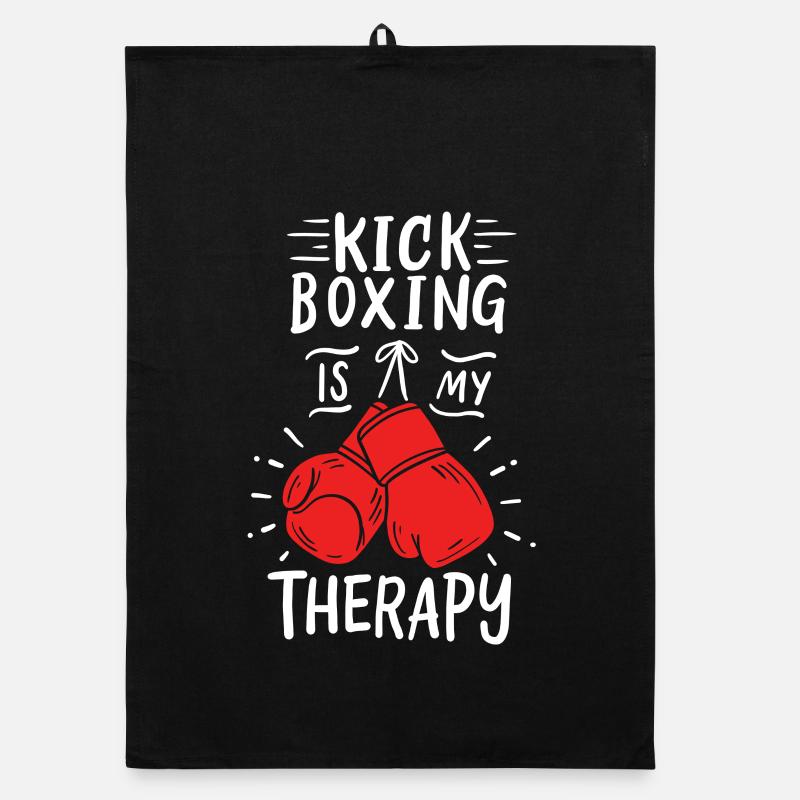 Kickboxen Kickboxer - Organic Geschirrtuch - Schwarz