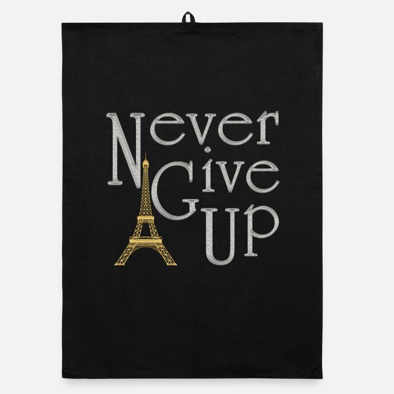 NEVER GIVE UP Argenté tour Eiffel Or Torchon bio