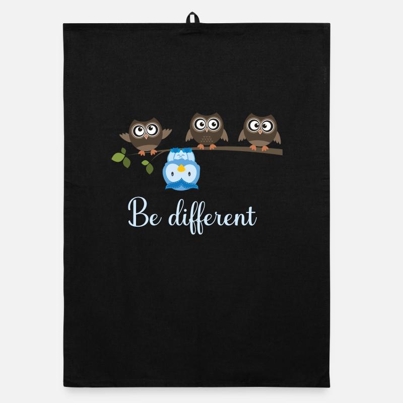 Be Different Eule - Organic Geschirrtuch - Schwarz