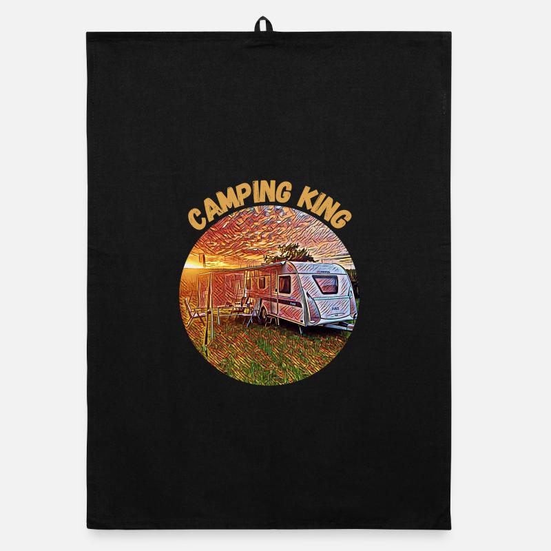 Camping King, Wohnwagen, Design, Geschenkidee, Organic Geschirrtuch