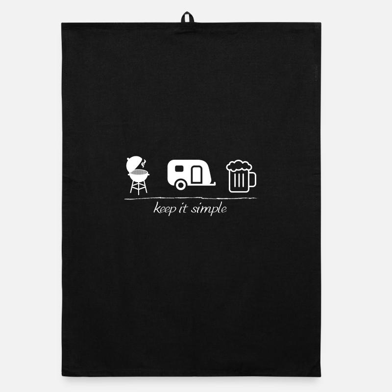 Restez simple, camping, caravane, barbecue, bière, Torchon bio