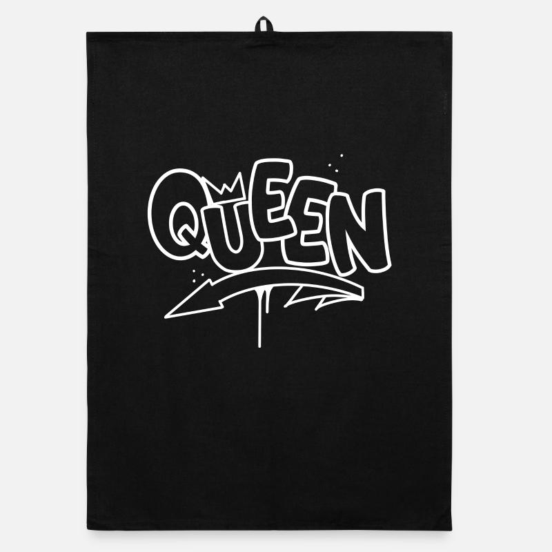 Queen Graffiti - Organic Geschirrtuch - Schwarz