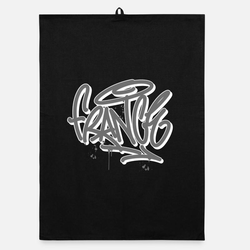 France graffiti - Torchon bio - noir