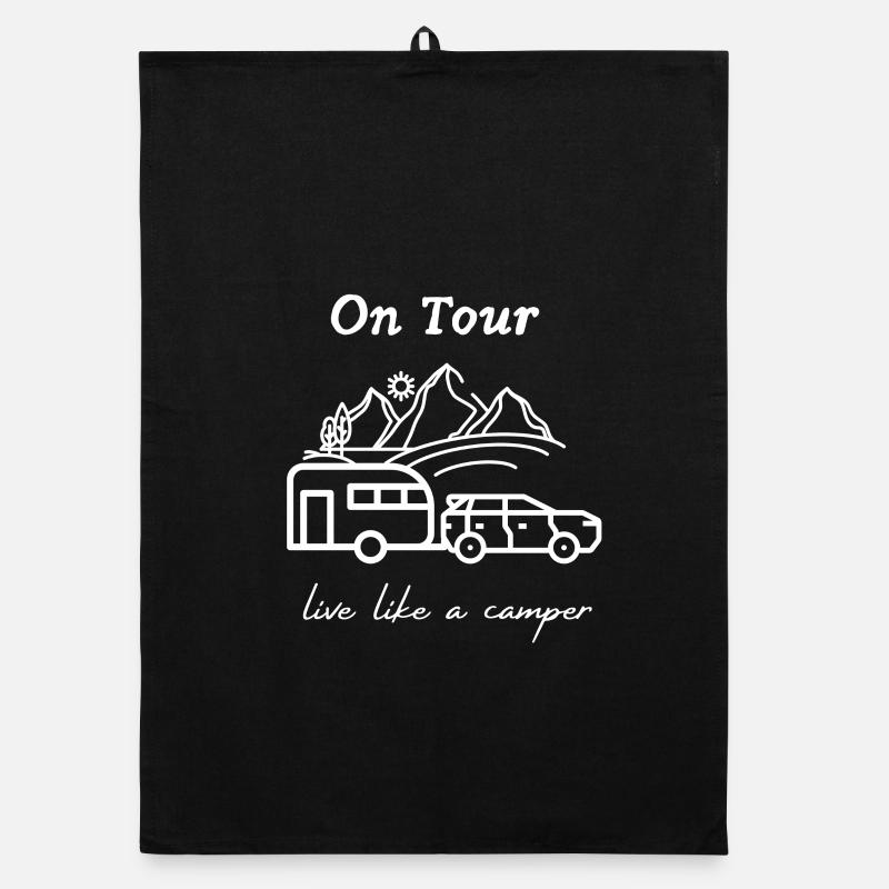 Vivez comme un camping-car, caravane, camping, cadeau - Torchon bio - noir