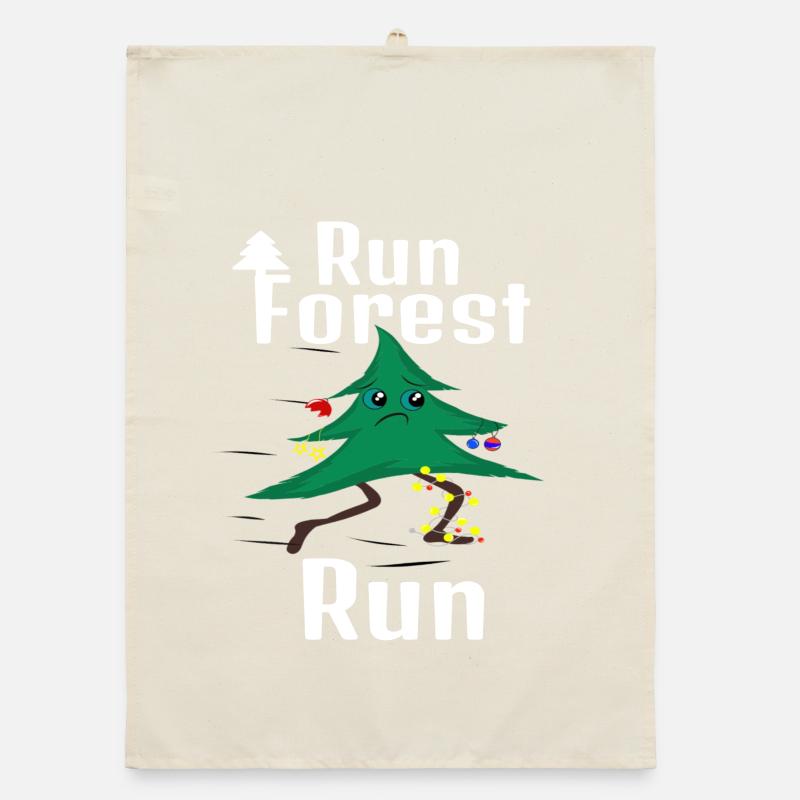 Lauf Forest Lauf! Weihnachtsbaum Organic Geschirrtuch