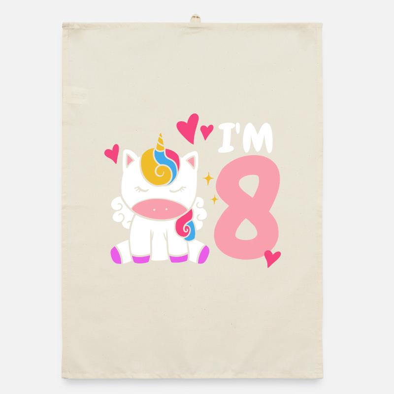 8th Birthday Unicorn Organic dish towel