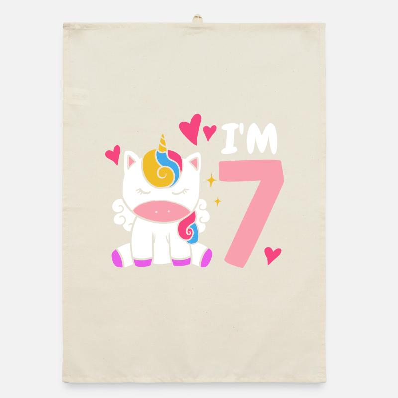 7. Geburtstag Einhorn Organic Geschirrtuch