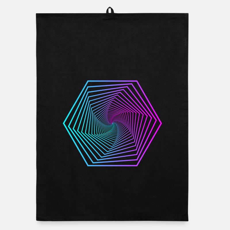 Neon-Polygonspirale Gradient Organic Geschirrtuch