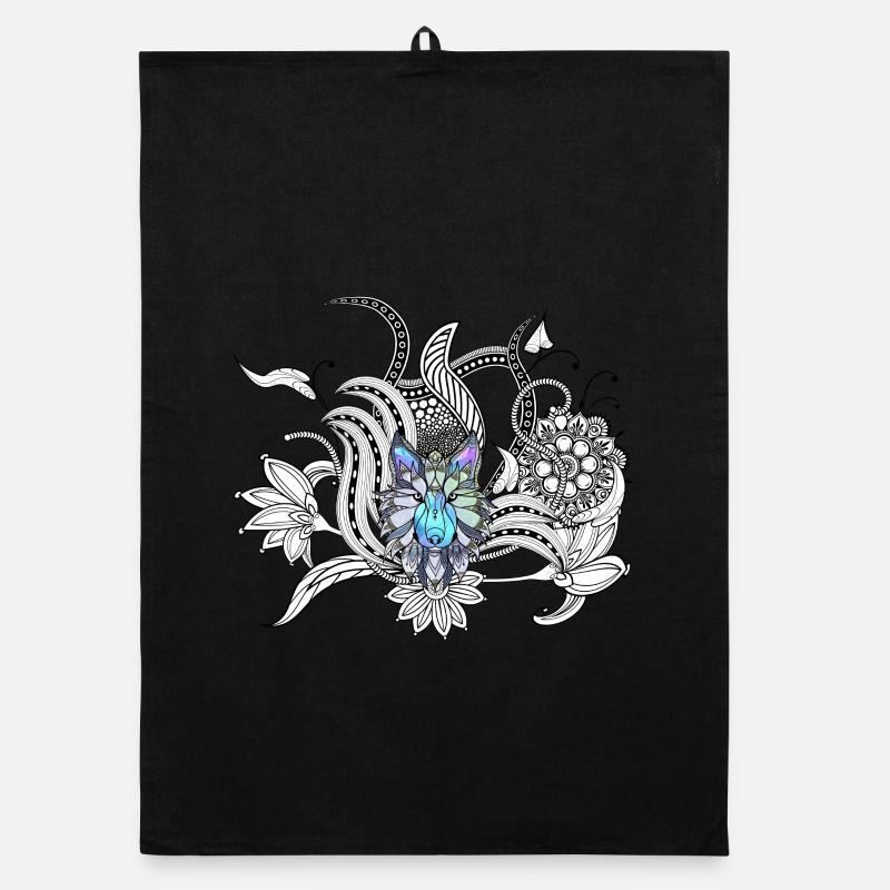 Awesome wolf, lineart Organic dish towel