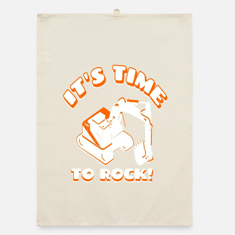 Excavator driver it's time to work Organic dish towel