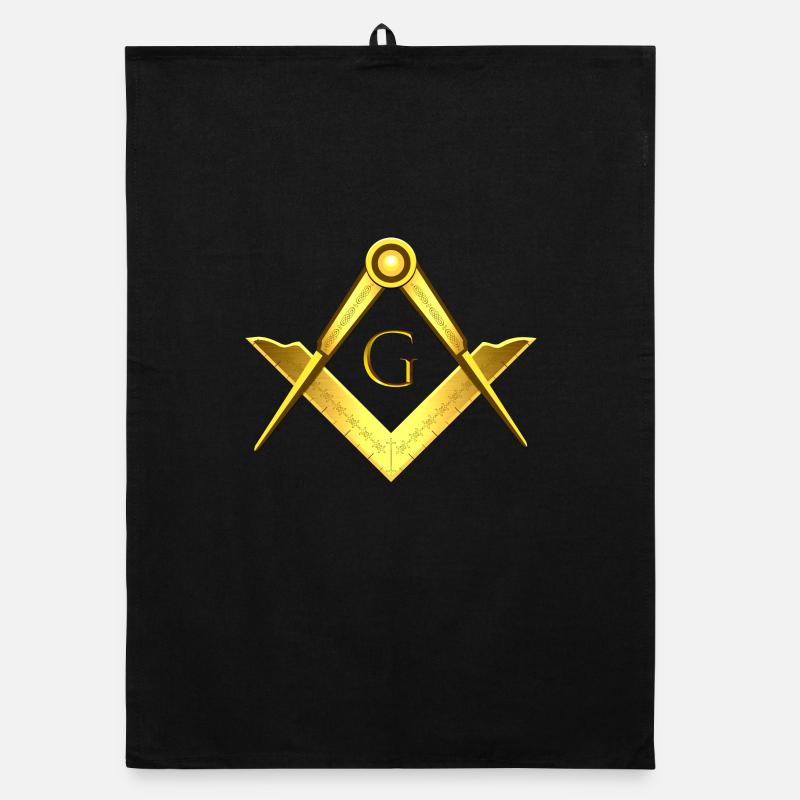 Masonic symbol angle compass gold freemasonry Organic dish towel