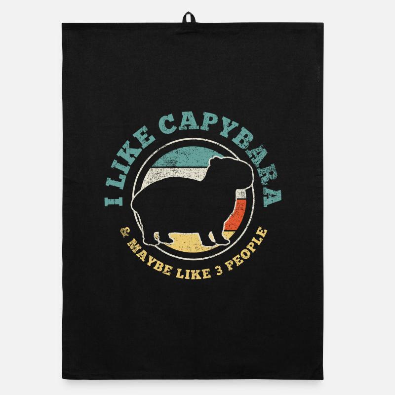 Capybara Introvert Retro Vintage Organic dish towel