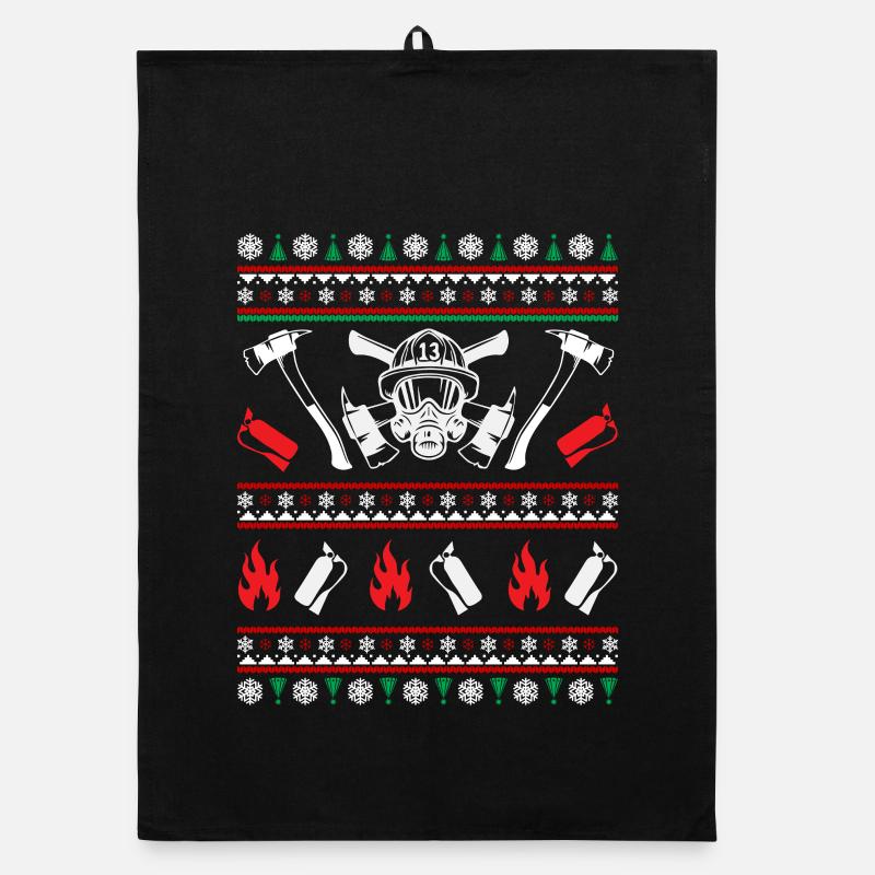 Fire brigade Ugly Christmas Organic dish towel