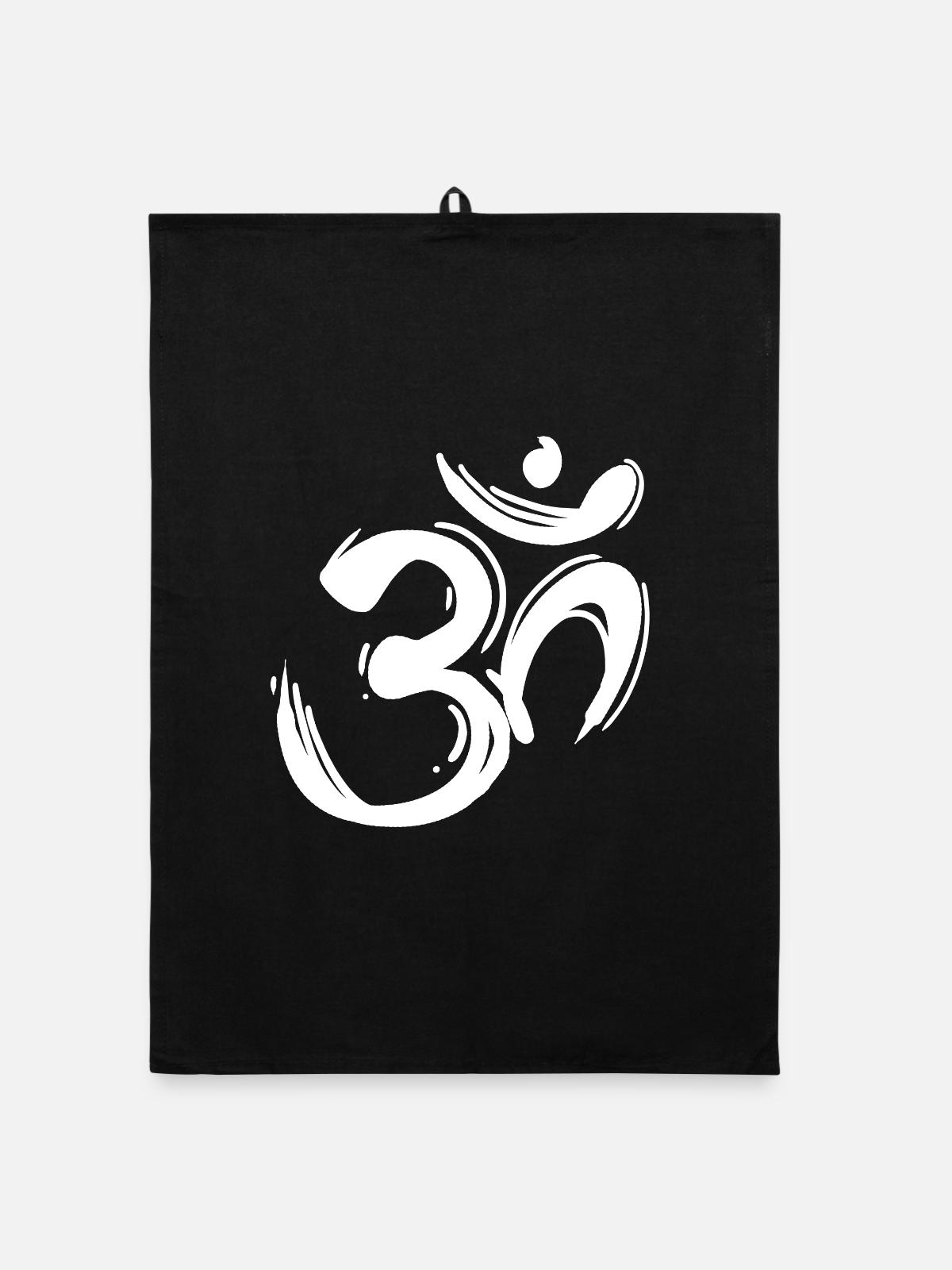 OM Zeichen - OM Symbol - Organic Geschirrtuch - Schwarz - Vorne