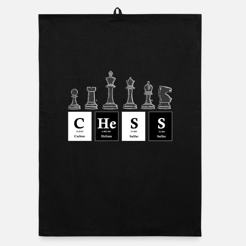 Joueur périodique d’échecs de table d’échecs - Torchon bio - noir