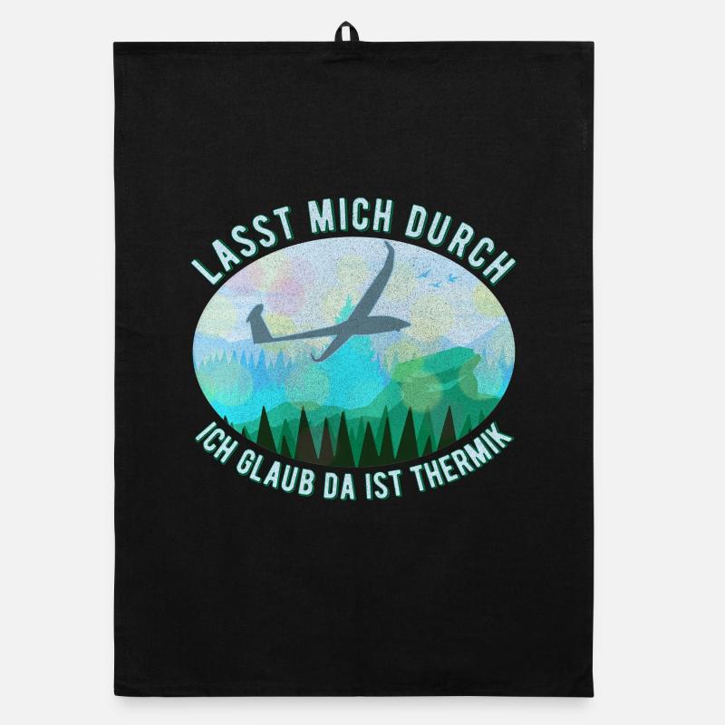 Modell Segelflugzeug Landschaft Retro Blau Organic Geschirrtuch