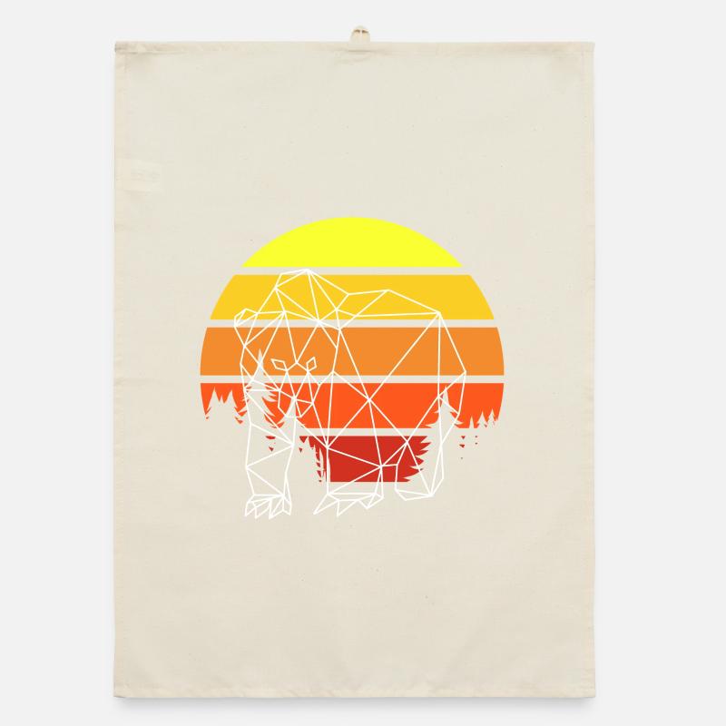 Bear Polygon Sunset Organic dish towel