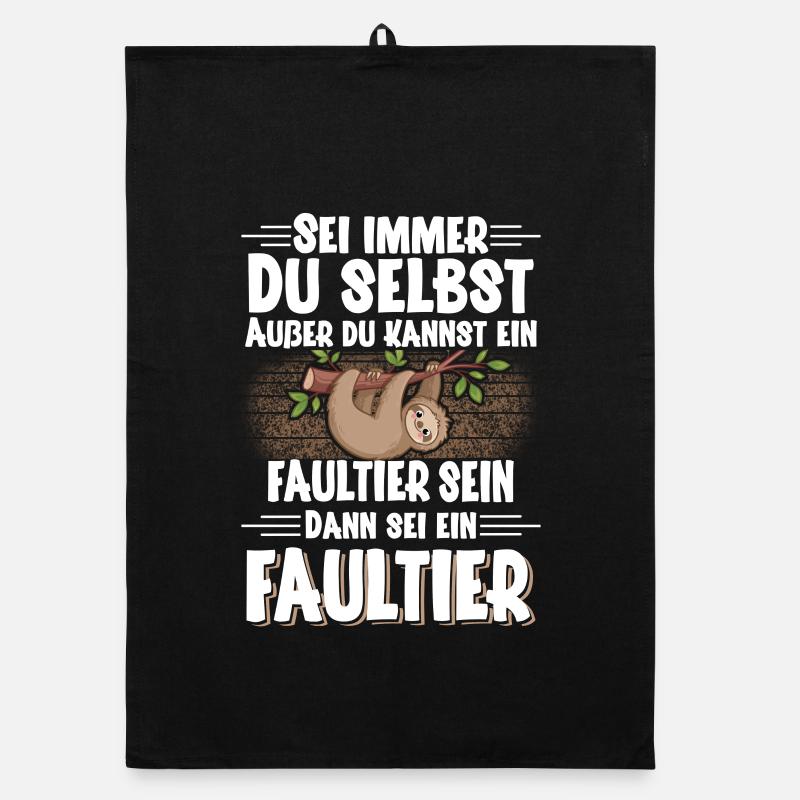 Faultier - Organic Geschirrtuch - Schwarz