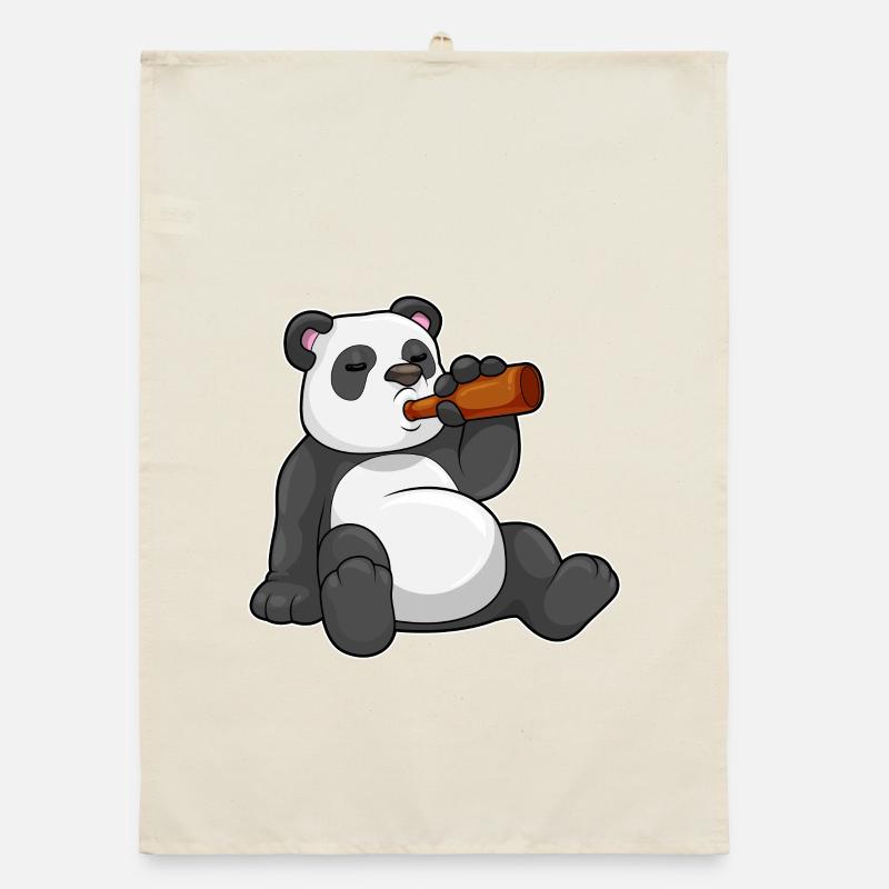 Panda Flasche Bier Organic Geschirrtuch