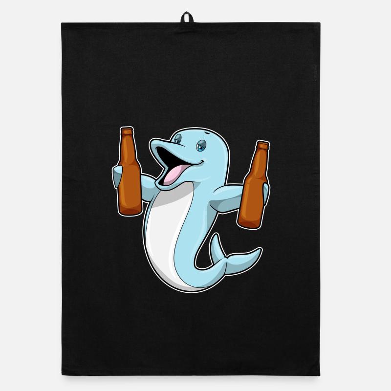 Delfin Flasche Bier Organic Geschirrtuch