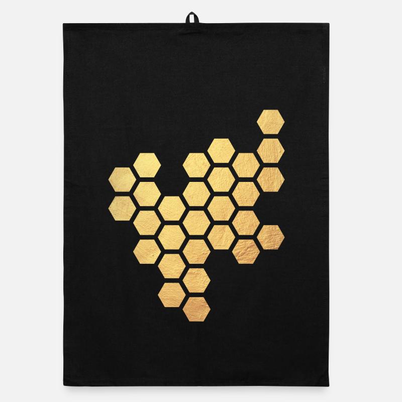 Honeycomb Gold Honey Pattern Hexagon Bee Beekeeper Organic dish towel